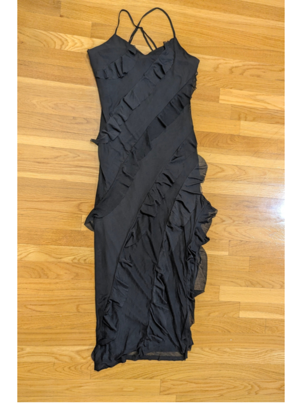 Sincerely Jules Black Ruffle Bodycon Maxi Dress XL - Picture 4 of 9